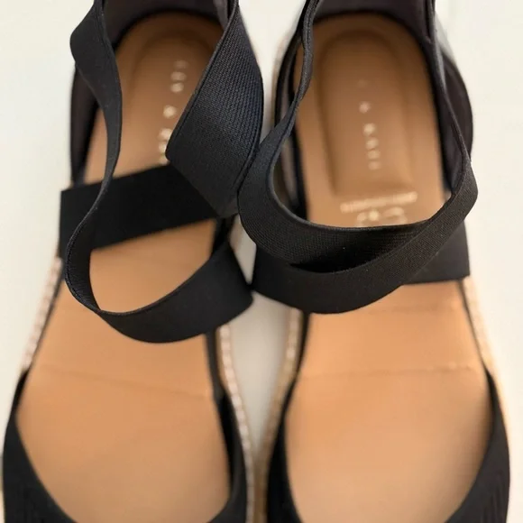 Kelly & Katie Laurna Black Knit Wedge Espadrille Quite Luxury Pump Sandal 9 - Picture 7 of 9